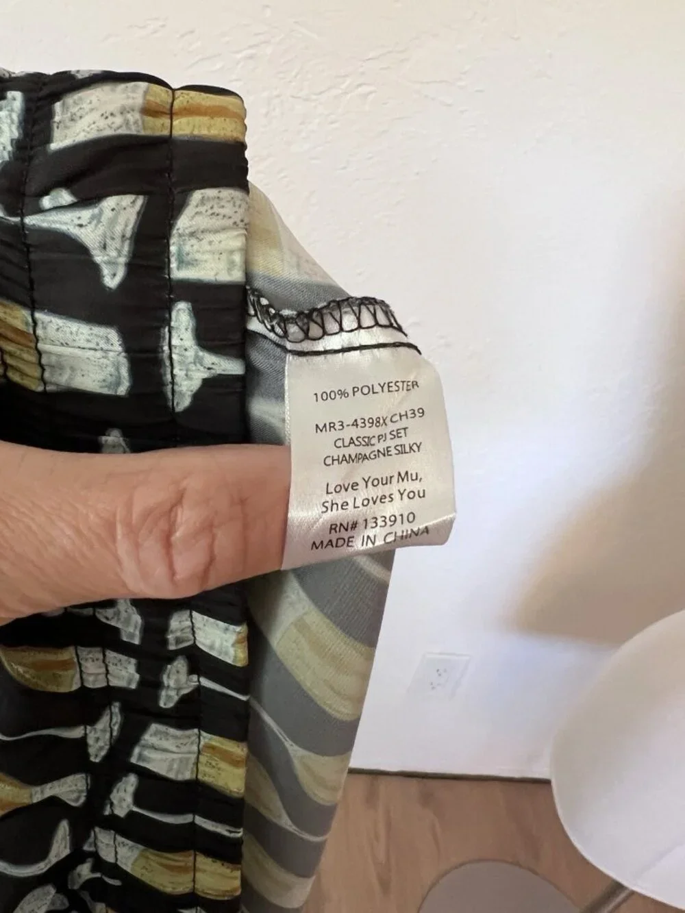 Show Me Your Mumu Silky PJ Pant Champagne Print Black Gold Wide Leg - Size 2X